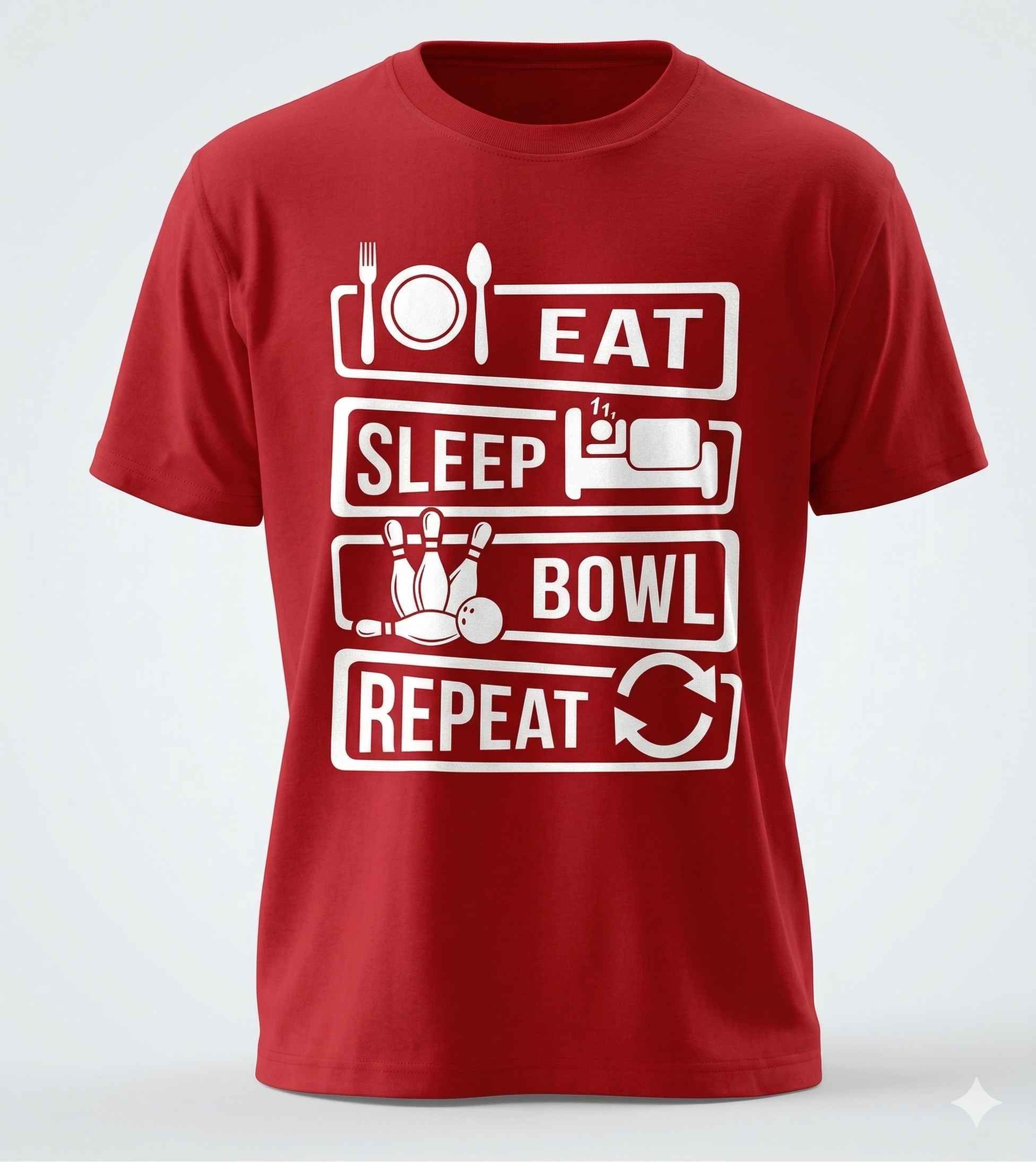 Eat Sleep Bowl Repeat | Premium Graphic Bowling T-Shirt